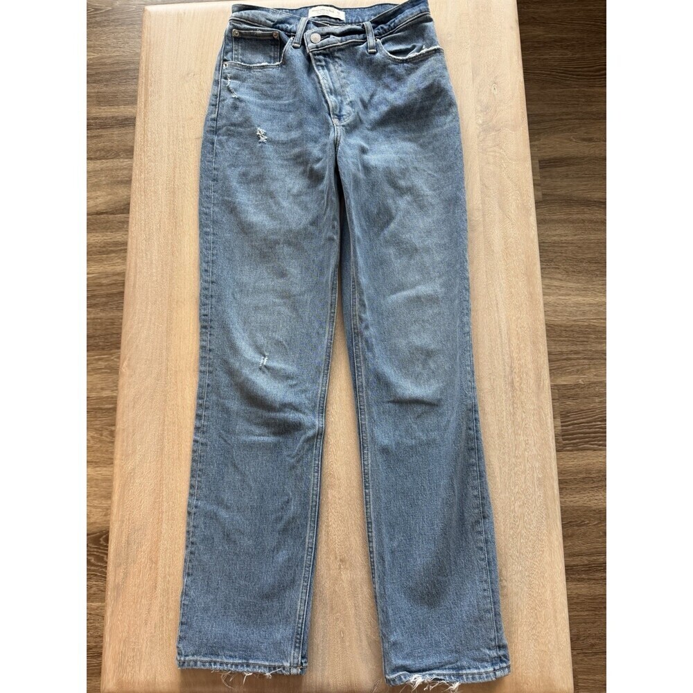 Abercrombie & Fitch The 90s Straight Ultra High Rise Criss Cross Waist Size 26 - Picture 2 of 5